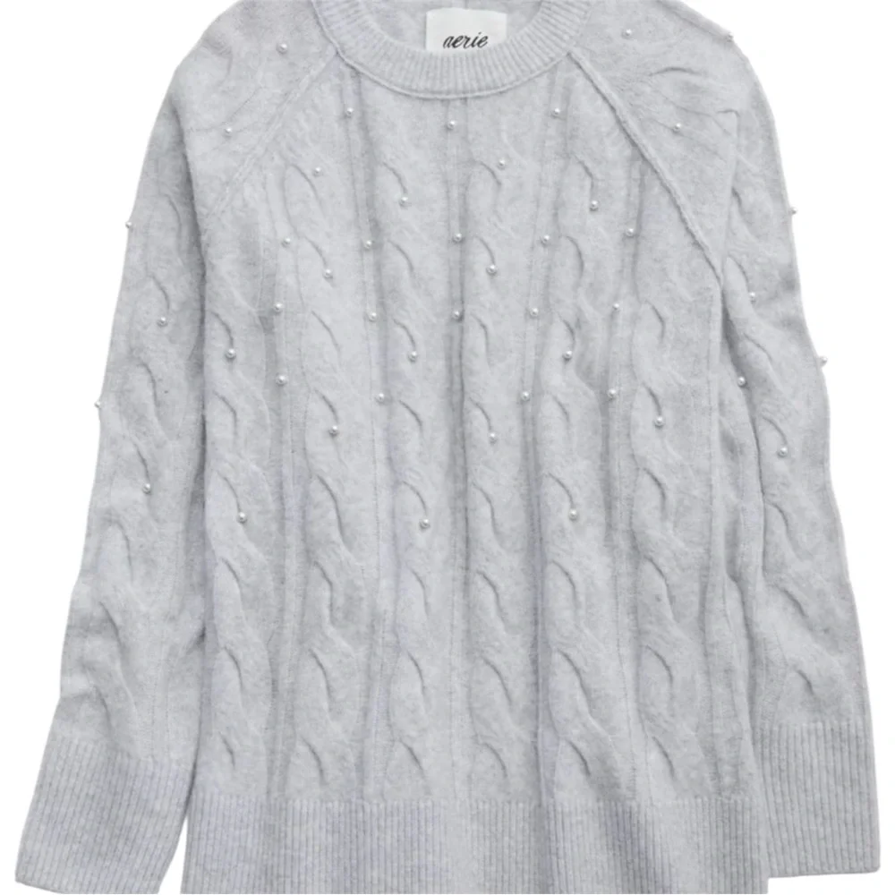 Aerie Unreal Cable Pearl Crew Sweater – Size XXS (Very Oversized)